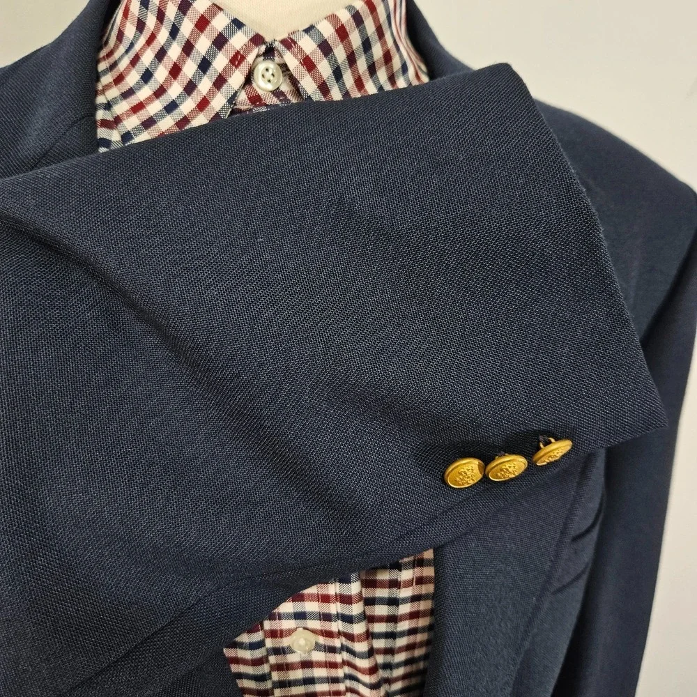 VTG Stafford Men's‎ Sport Coat Blazer Two Button Navy Polyester Wool 50R Slim